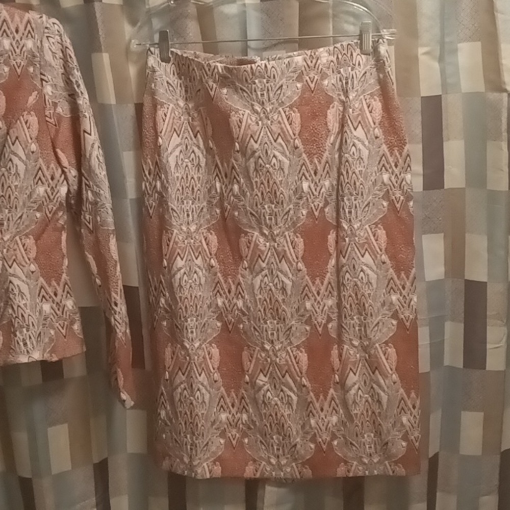 NWT FINAL PRICE ASHRO multi-colored foliage print 2-pc suit w slit - Picture 9 of 14
